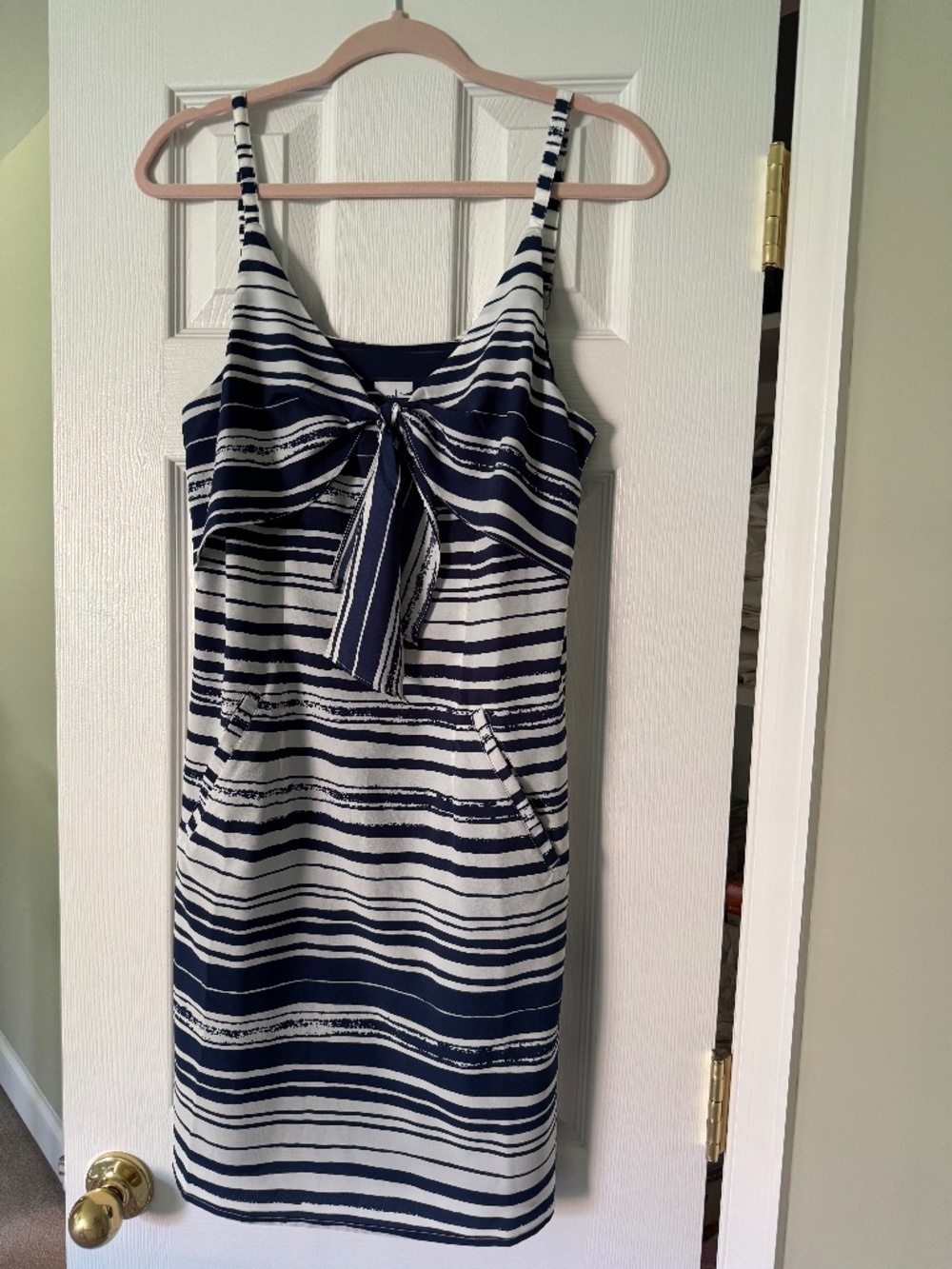 Cabi Blue Navy Stripe Mini Dress Small